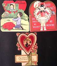 Vintage Valentine Card LOT Children Sailor Boy Eats Hot Dog Sweethearts in Roses picture