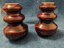 Brown Ceramic Spool Insulators (2) RARE picture