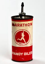 Vtg 1930s 40s Marathon Handy Oil - Lead Top Oiler - Oil Can Tin -The Ohio Oil Co picture