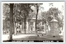 Baraboo WI~Courthouse~Civil War Monument~Marine Ready Recruiter Poster 40s RPPC picture