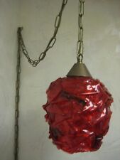 Vintage Red Black Licorice Candy Ribbon Hanging Swag Light Lucite Acrylic Lamp picture