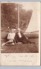 GERMAN GUYS SAILBOAT berlin germany real photo postcard rppc affectionate pose picture