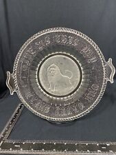 VINTAGE GILLINDER FROSTED LION HANDLED PLATE GIVE US THIS DAY OUR DAILY BREAD picture