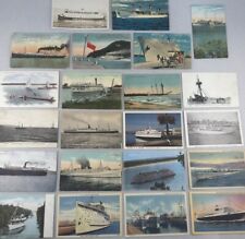 Large Lot of Antique Postcards (22) Boats Ships Ocean Liners Ferry Steamer picture