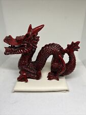 Dragon Snake Chinese Red Resin Figure Statue Feng Shui Vintage Good Fortune picture