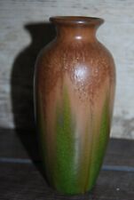 Vintage Hosley TM Potteries Drip Glaze Brown Green Pattern Vase picture