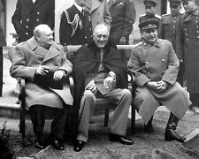 ROOSEVELT, CHURCHILL & STALIN DURING 1945 YALTA CONFERENCE - 8X10 PHOTO (BB-277) picture