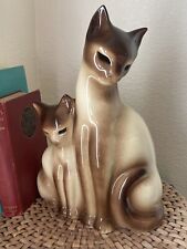 Vtg. Mid Century KRON MCM Ceramic Siamese Cats TV Lamp 13.5