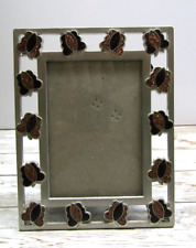 Vintage Metal Picture Frame 5x6 with pearl  Butterflies     picture