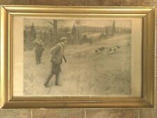 Antique Gold Gilt Framed Aug 1906 Print Colliers Hunting Dogs AB Frost apx 24x16 picture