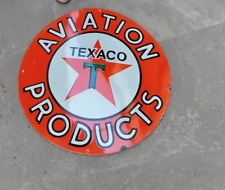 RARE PORCELAIN TEXACO ENAMEL SIGN 30 INCHES SINGLE SIDED picture