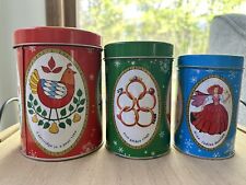 Vintage 1986 Set Of 3 Metal Nesting Canisters Twelve 12 Days Of Christmas W Box picture
