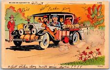 1938 Riding For Vacation With Pets Bill Dobbie Esther Roy Comic Posted Postcard picture