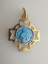 Vintage Catholic Blue Enamel Religious Medal St Gerardo picture