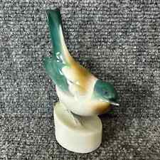 Vintage Zsolnay Pek Hungary porcelain bird titmouse 5” songbird figurine teal picture