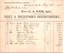 Sibly & Holmwood's Confectionery Springville NY 1894 Billhead C Weir picture