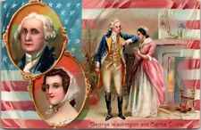 Patriotic George Washington and Martha Custis Tuck Antique Postcard Vintage picture