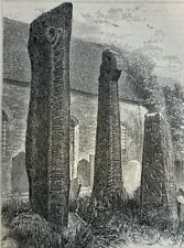 1875 Isle of Man Douglas Kirk Braddan Runic Stones Peel Castle illustrated picture