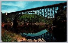 French King Bridge Mohawk Trail Reflections Forest River Vintage UNP Postcard picture