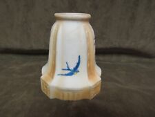 Rare Antique Glass Light / Lamp Shade Bluebird China Go-With Hand Painted #1 picture