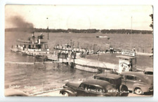 1944 Postcard Arnolds Park Iowa Steamboat Queen Dock Landing Tickets WWII RPPC picture