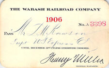 WABASH 1906 U S  EXPRESS AGT  RAILROAD RR RY RAILWAY PASS picture