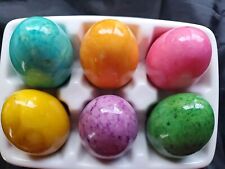 Polished Alabaster/Marble Eggs Exquisite Vibrant Colors Set of 6 Vintage picture