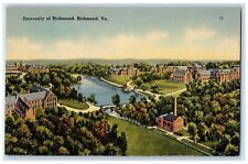 c1940's University Of Richmond Aerial View Lake Richmond Virginia VA Postcard picture
