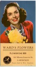 gorgeous 1943 Lawrence Kansas Ward's Flowers FTD ad blotter 910 Massachusetts picture