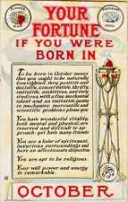 Quotes and Sayings Your Fortune if You Were Born in October Postcard s 1909 picture