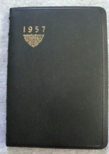 1957 The Ready Reference Yearbook Calendar Schedule Unused Blank Black Leather picture