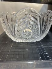 Antique Bohemian Hobstar/Fan Leaded Cut Crystal Bowl with Star Shaped Design  picture