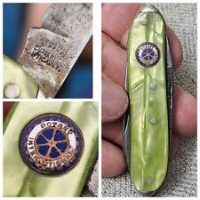 Vintage Rotary International Green Pearl Pocket Knife Utica N.Y. USA picture