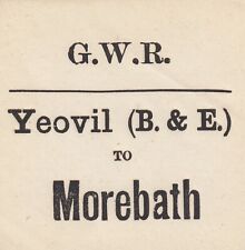 @INTERESTING@ c1853-1875 GWR Luggage Label - YEOVIL (B & E) to MOREBATH. picture
