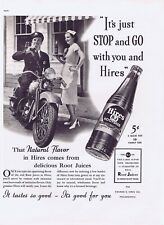 1930s Orig HIRES ROOT BEER Vintage Ad MOTORCYCLE POLICE OFFICER HIGHWAY PATROL picture