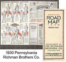Vintage 1930 Pennsylvania Road Map – Richman Brothers Co. picture