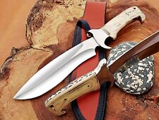 D2 Steel Custom Made High Polish Full Tang Hunting Tactical Bowie Knife Micarta picture