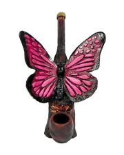 Pink Butterfly Handmade Tobacco Smoking Hand Pipe Monarch Wings Nature Insect picture