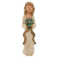 Vintage 1993 TnT 3532 Rustic Angel With Floral Bouquet Christmas 8” picture