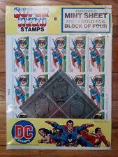 RARE VINTAGE  NATIONAL PERIODICALS  SUPERMAN STAMP SET  GOLD FOIL 1976 MOC picture