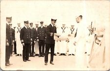 WW1 US Navy Sailor RPPC Postcard Sailor Receiving Award from Officer 1918 SF 2 picture