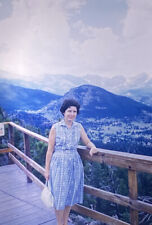 Vintage Photo Slide 1961 Woman Posed Dress Landscape View picture