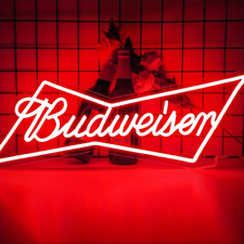 Budweiser Red Neon Sign LED Light Up Beer Decor for Garage Man Cave Room Gift picture