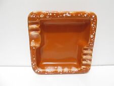 VTG POTTERY STYLE SQUARE ASHTRAY SPECKLED GLAZE MADE IN USA VGC picture