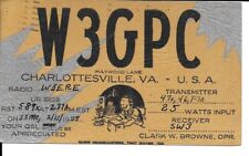 QSL 1938 Charlottesville VA    radio card picture