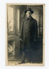 1910-30 Postcard Rppc U S Soldier WW1 Standing Pose Overcoat Doughboy picture