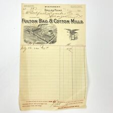 1908 Statement Letterhead Dallas Tx  Fulton Bag & Cotton Mills Belford Lumber picture