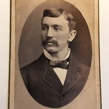 Antique CDV Photograph Handsome Man Great Hair ID W A Hoover Centre Village OH picture