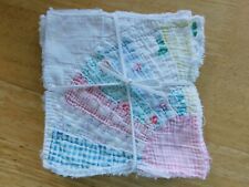 Lot of 4 Vintage Cutter Quilt Blocks Patchwork squares tattered 4 Pieces picture