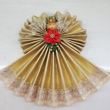 Bavarian Baroque Handmade Christmas Angel Ornament Traditional Craft Gold Lace picture